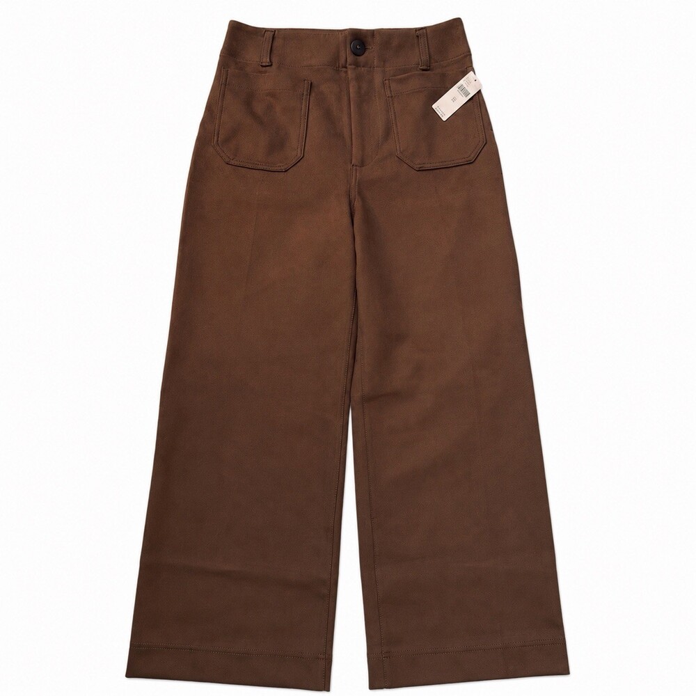 Maeve Colette Women’s Faux Suede High Rise Wide Leg Crop Pants Brown Size 28